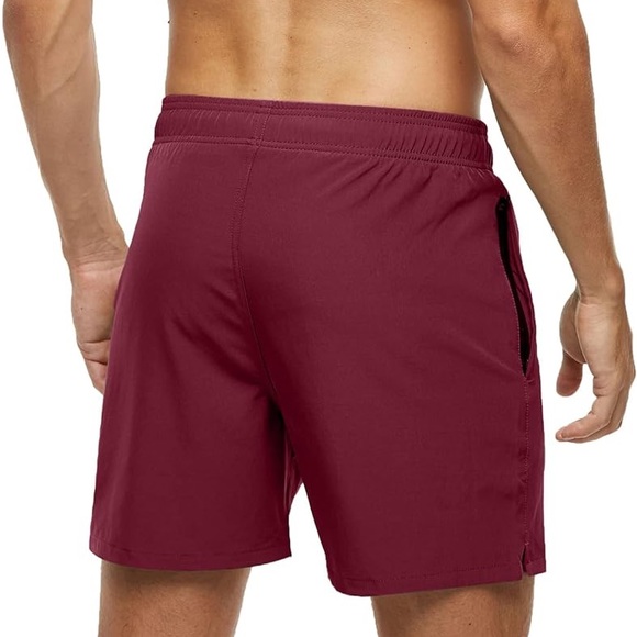 (B47) Blaosn swim shorts in mid length in Color: Burgundy, Size Large - Picture 3 of 11